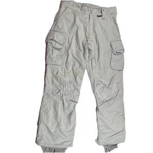 Burton The White Collection Snowboard Pants Tan Worn Beater Men's Small